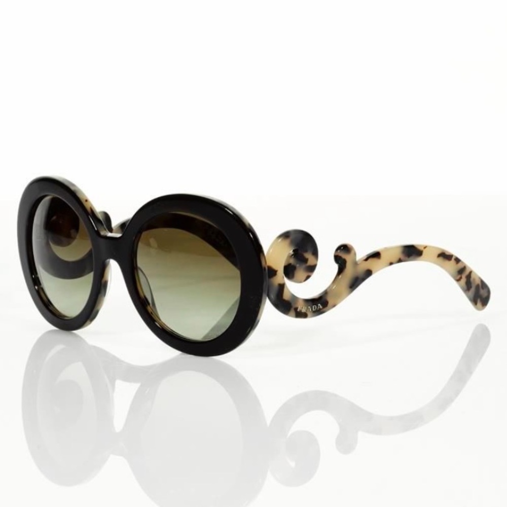 Prada Baroque Sunglasses in Black and White Havana Frames BNIB